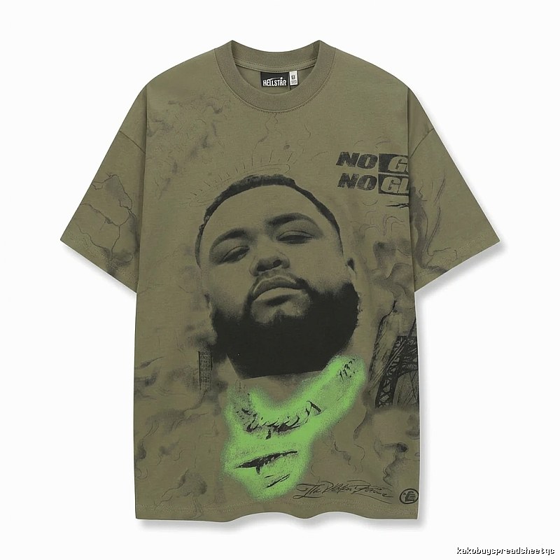 Hellstar Retro Style Olive Green T-shirt