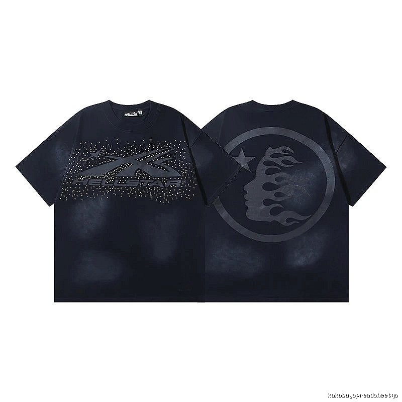 Hellstar Rhinestone Embellished Street Style Black Short Sleeve T-shirt