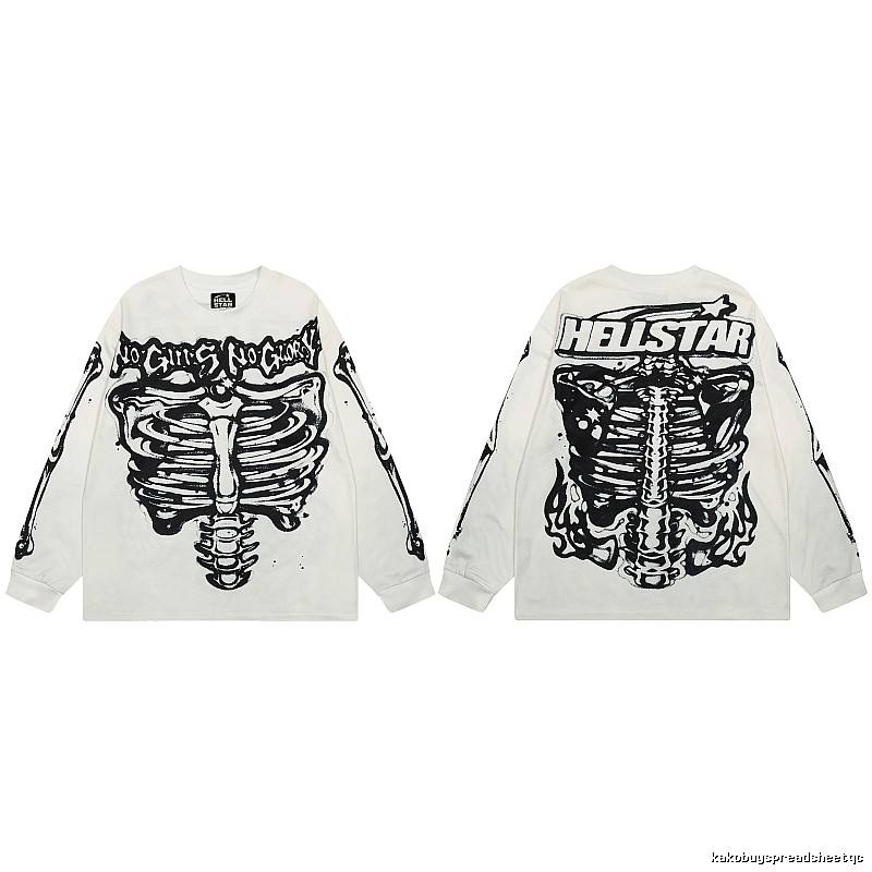 Hellstar Skull Print Dark Style Off-white Long Sleeve T-Shirt