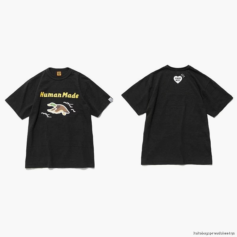 Human Made Gift Ready Heart logo T-shirt Black Green Human with Fresh Pattern