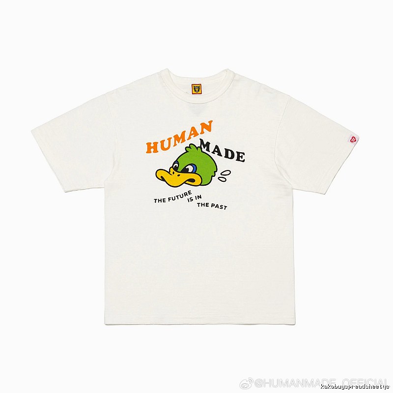 HUMAN MADE Green Duck Print Japanese Streetwear Off-white Short-sleeve T-shirt