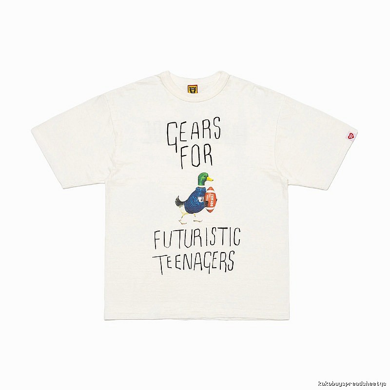 HUMAN MADE Japanese Streetwear Green Duck Printed Off-white T-shirt