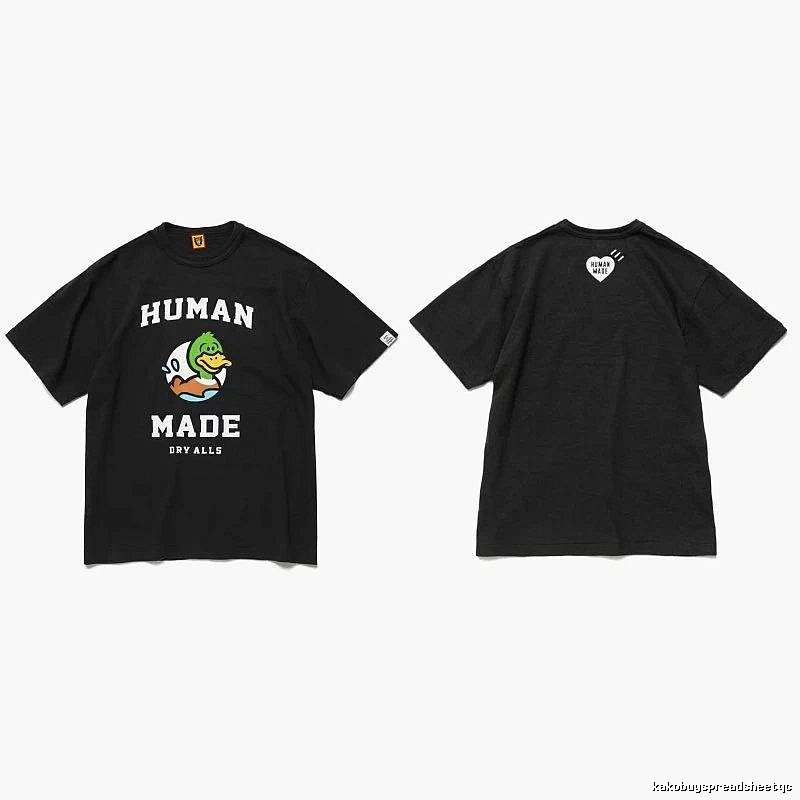 Human Made Summer Heart logo T-shirt Black Green Human with Clean Finish