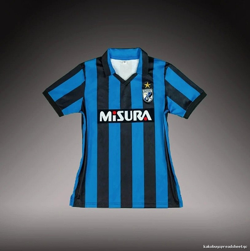 Inter Milan Casual Brehme #3 soccer jersey Blue Black Striped for Streetwear Looks