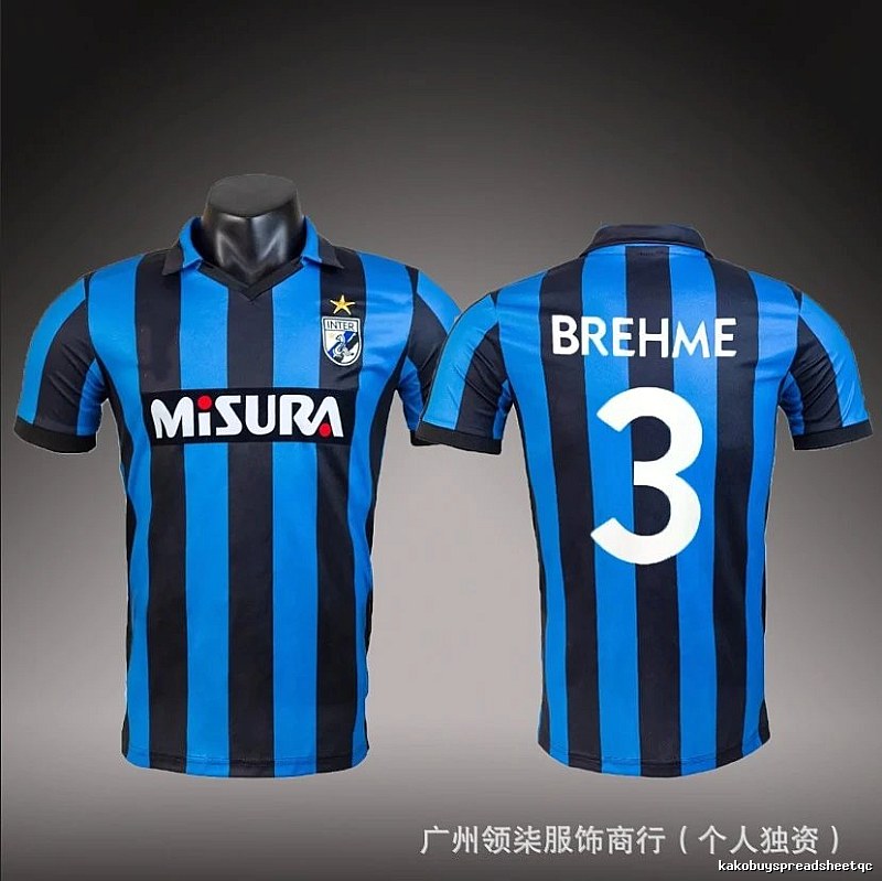 Inter Milan Classic Brehme #3 soccer jersey Blue Black Striped for Daily Styling