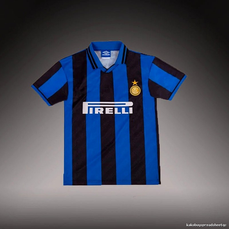 Inter Milan Lightweight Brehme #3 soccer jersey Blue Black Striped for Trend Styling