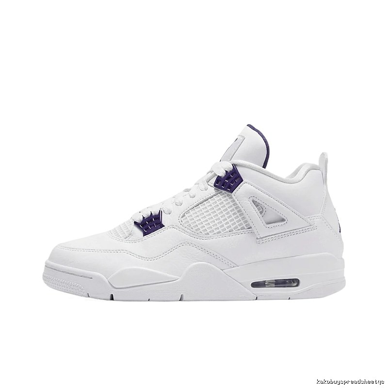 Jordan 4th Generation Trendy White and Purple Sports Shoes