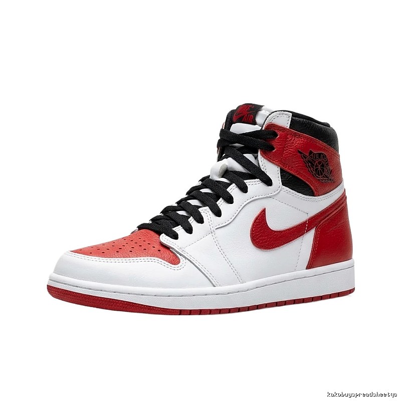 Jordan AJ1 High Top Red and White Athletic Shoes