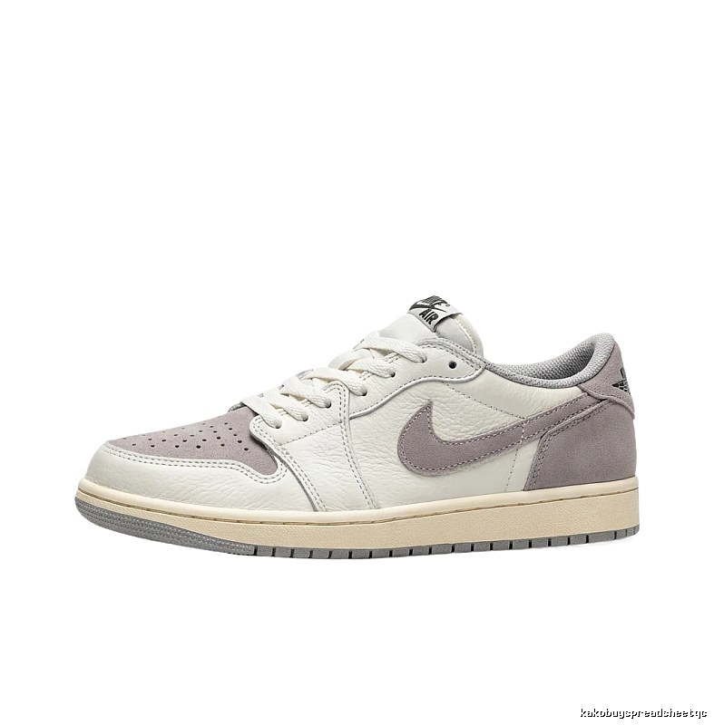 Jordan AJ1 Low-top Retro Gray and White Shoes
