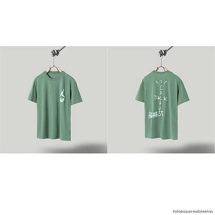 Jordan x Travis Scott Co-branded Street Style Pea Green T-Shirt