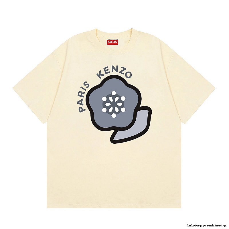 KENZO Paris Floral Print Casual Style Beige T-shirt