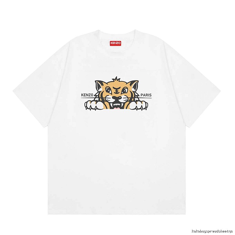 KENZO Tiger Head Series Casual Style White T-Shirt