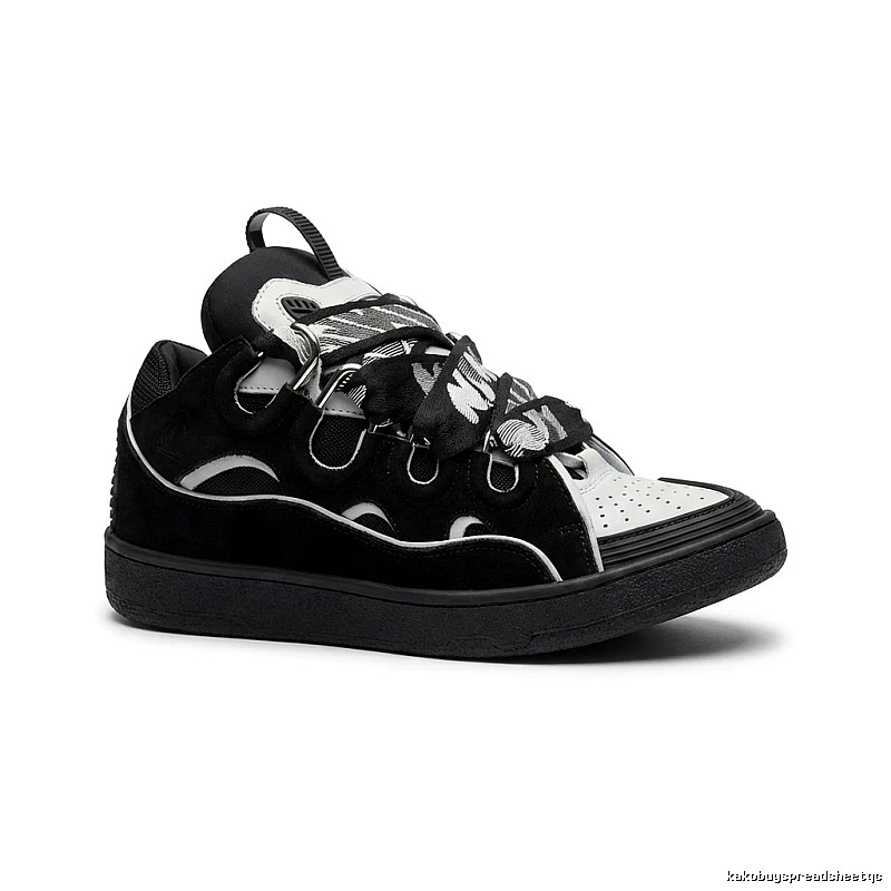LANVIN retro-style black-and-white canvas shoes