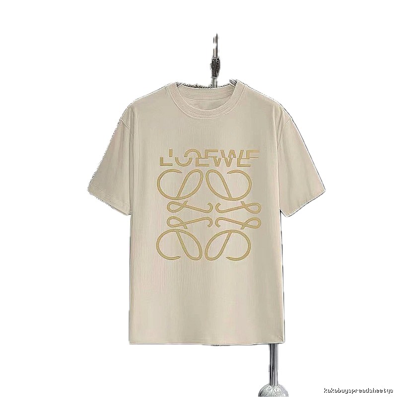 LOEWE Hot-stamped Minimalist Style Off-white Short-sleeve T-shirt