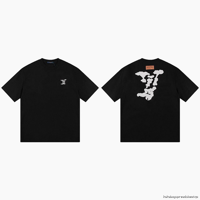 Louis Vuitton Auspicious Cloud Print Trendy Style Black T-Shirt