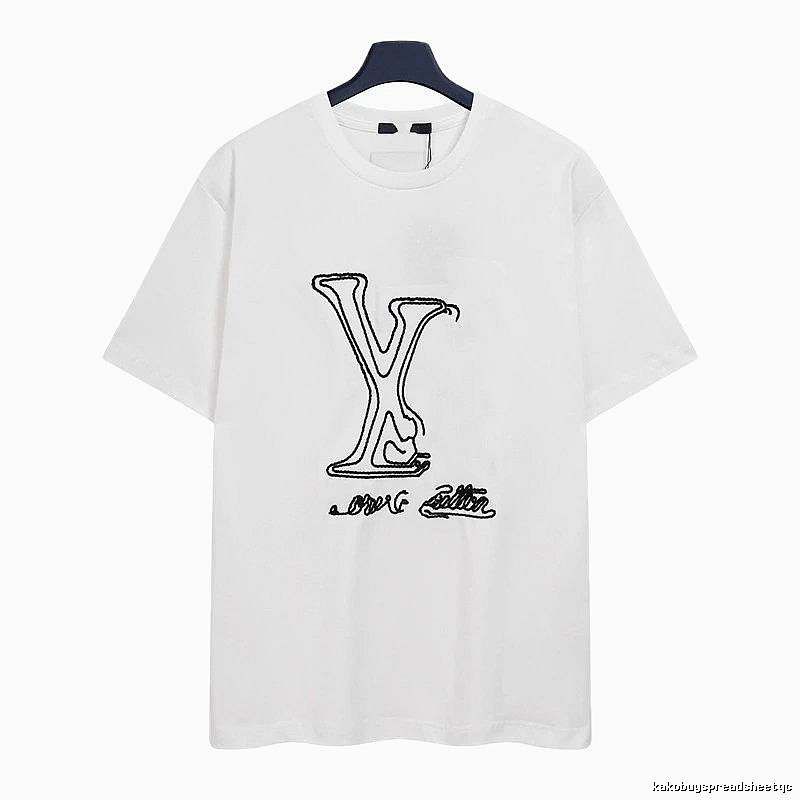 Louis Vuitton Embroidered Trendy Style White Short-sleeve T-shirt