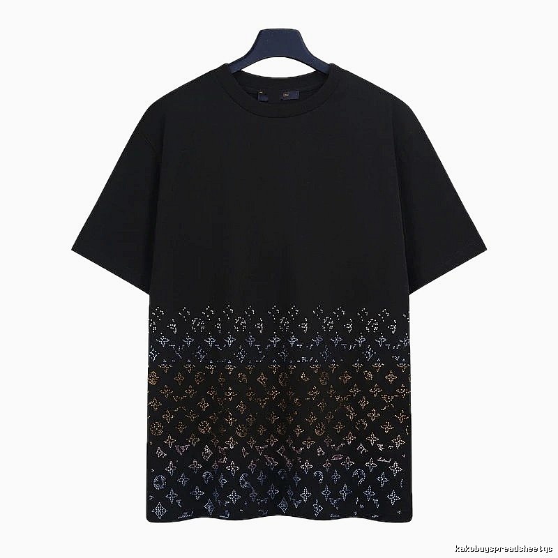 Louis Vuitton Gradient Monogram Street-style Black T-Shirt