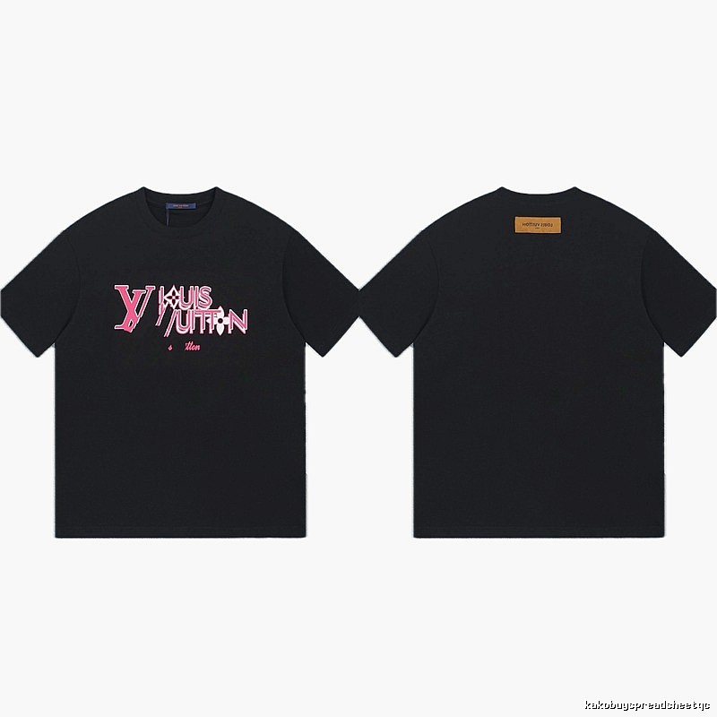 Louis Vuitton Letter Print Trendy Style Black T-shirt