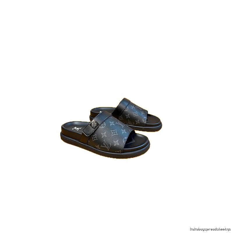 Louis Vuitton Monogram Casual Style Black Slide Sandals