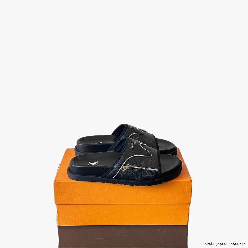 Louis Vuitton Monogram Trendy Style Black Slides