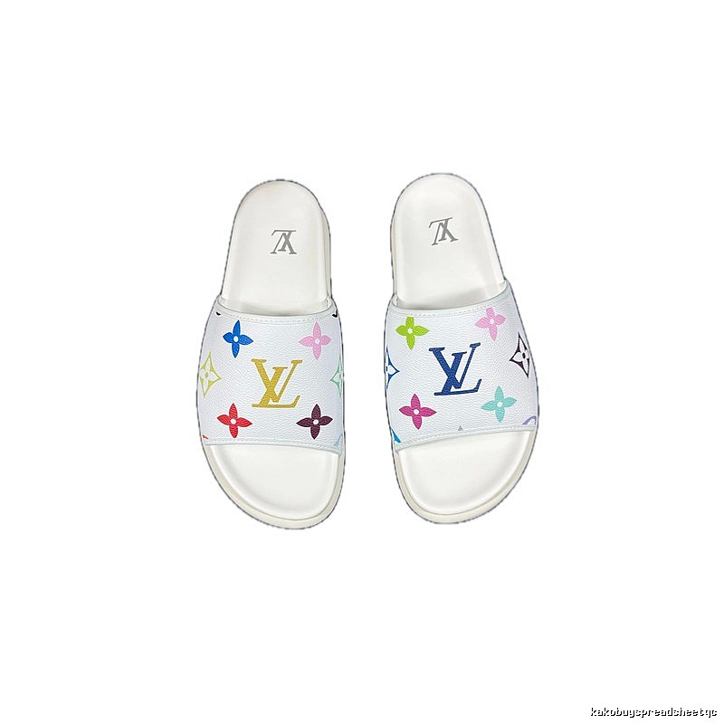 Louis Vuitton Multicolor Monogram Trendy White Slides