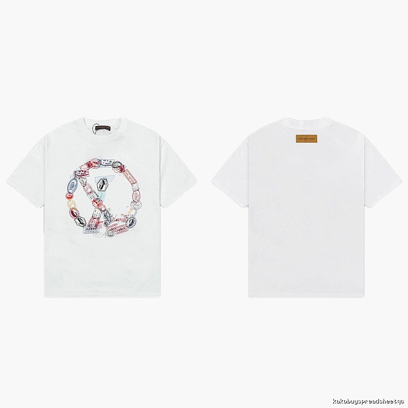 Louis Vuitton Postmark Print Vintage Style White T-Shirt