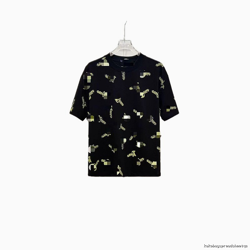 Louis Vuitton Trendy All-over Printed Black Short-sleeve T-shirt