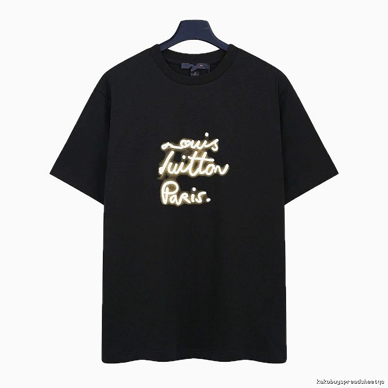 Louis Vuitton Trendy Handwritten Print Black T-Shirt