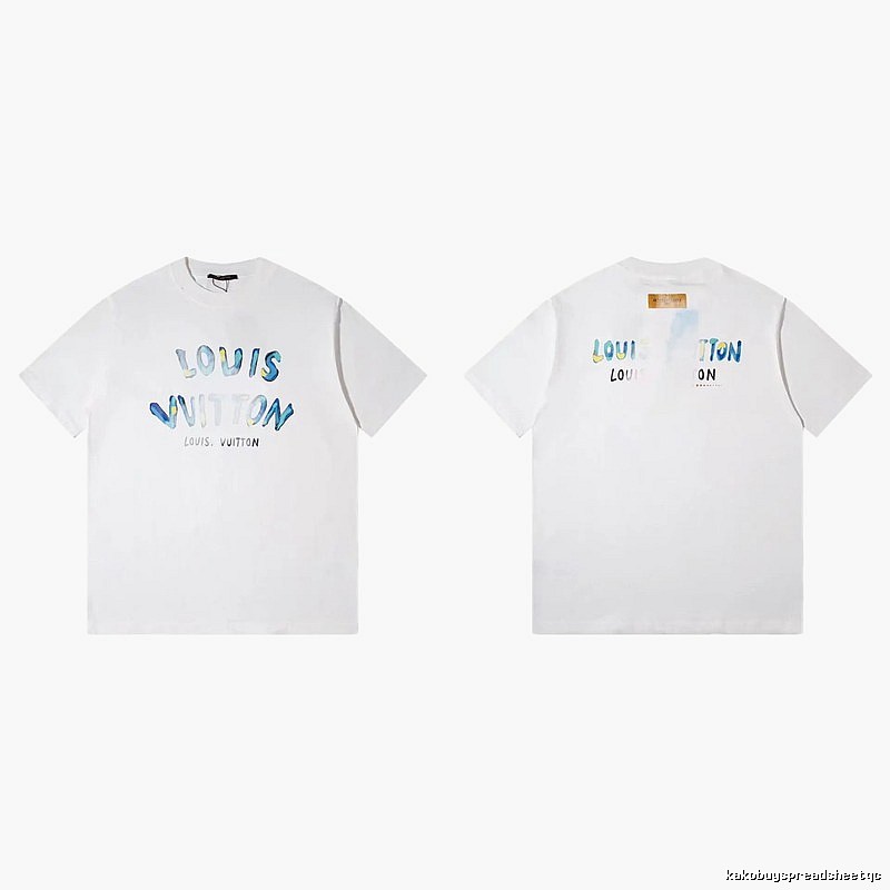 Louis Vuitton Watercolor Graffiti Style White T-Shirt