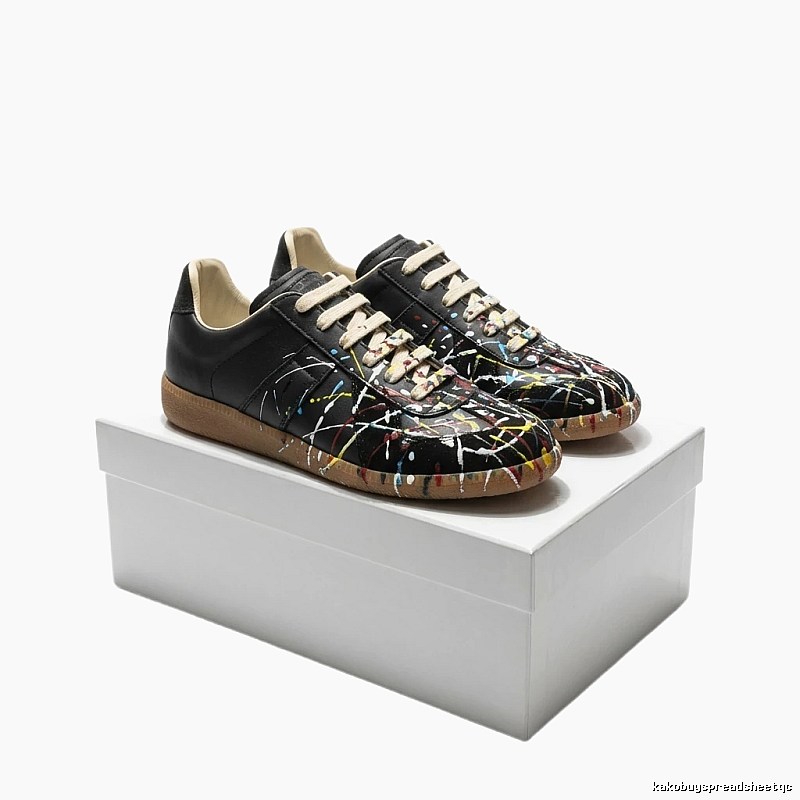 Maison Margiela ink-splashed style black shoes
