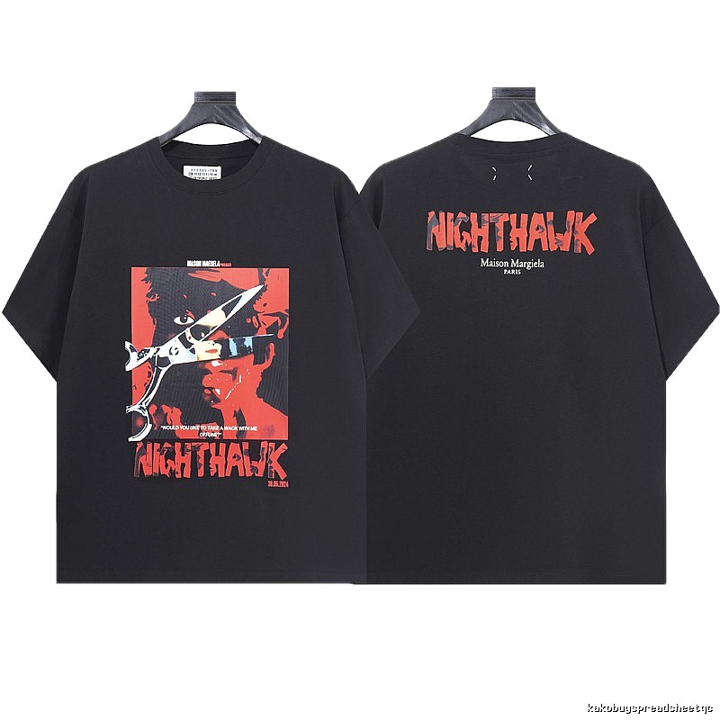 Maison Margiela Nighthawk Print Street Style Black T-Shirt