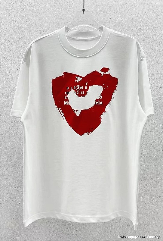 Maison Margiela Number & Heart Street Style White T-Shirt