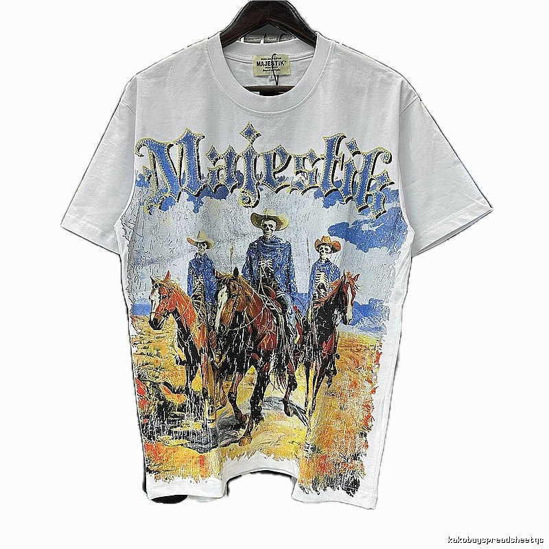 MAJESTIK Western Cowboy Vintage Style White T-Shirt