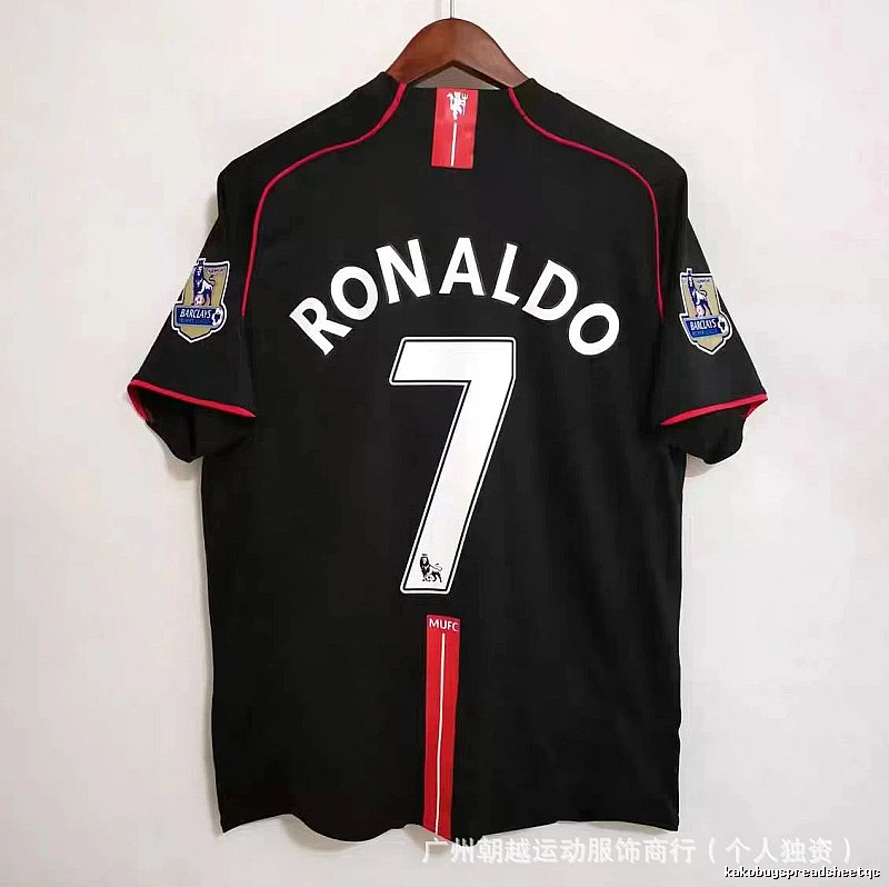 Manchester United Lightweight Beckham #7 soccer jersey White Black Retro for Gift Ideas
