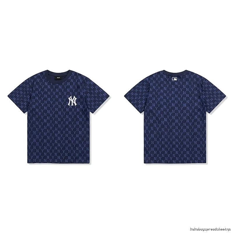 MLB full - print style navy blue T - shirt