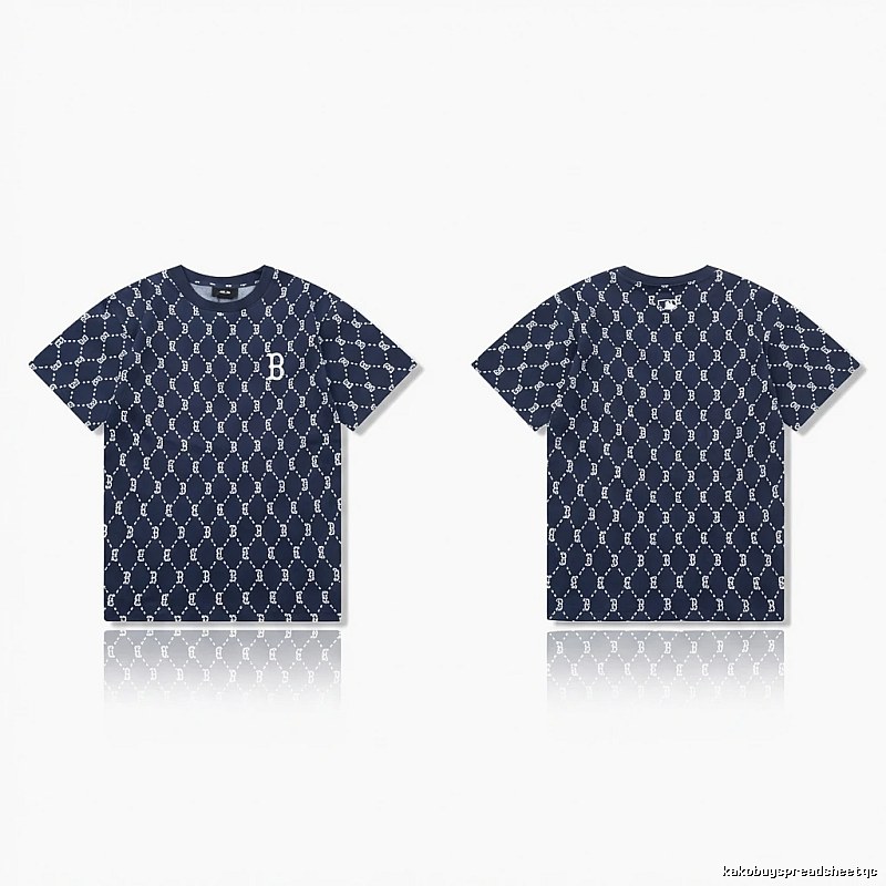 MLB full - printed style navy blue T - shirt