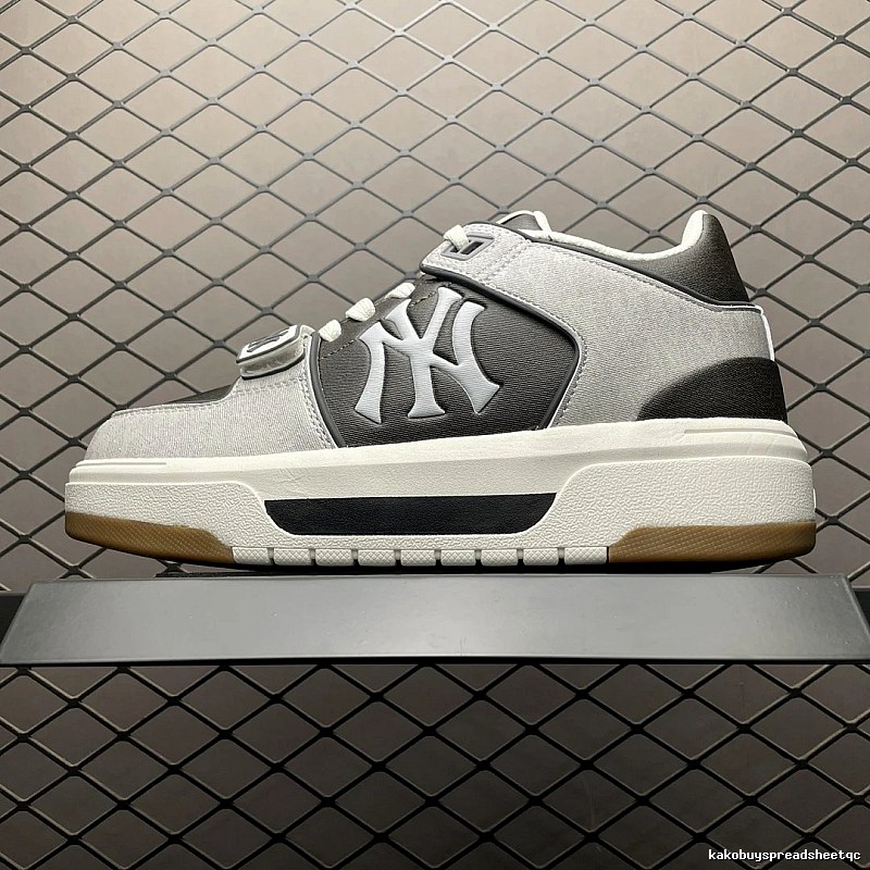 MLB White and Black Logo Chunky Sneakers Defined by Everyday Court Profile