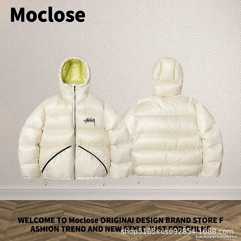 Moclose Travel Puffer jacket Black Glossy Hooded with Modern Look