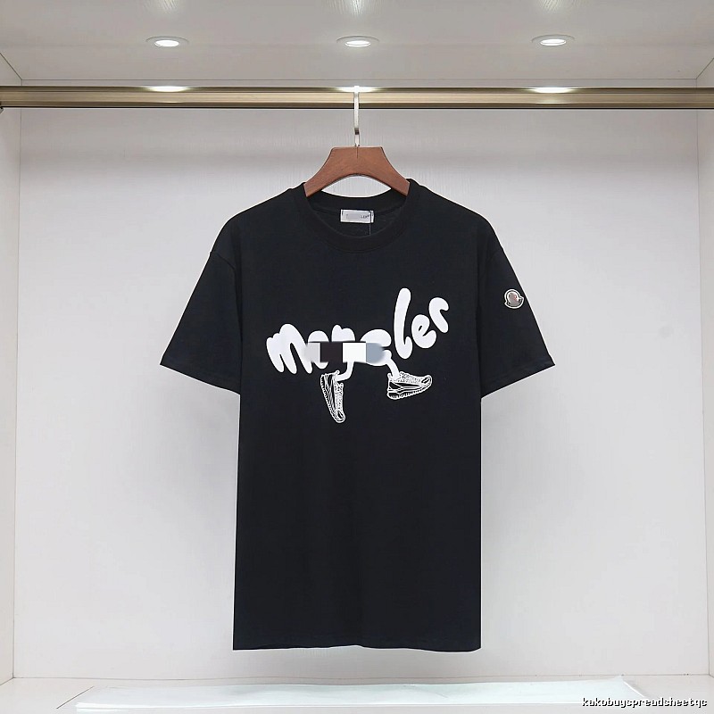 Moncler Casual Printed Black Short Sleeve T-Shirt