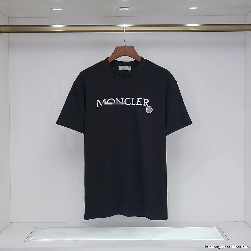 Moncler Embroidered Casual-Style Black T-Shirt