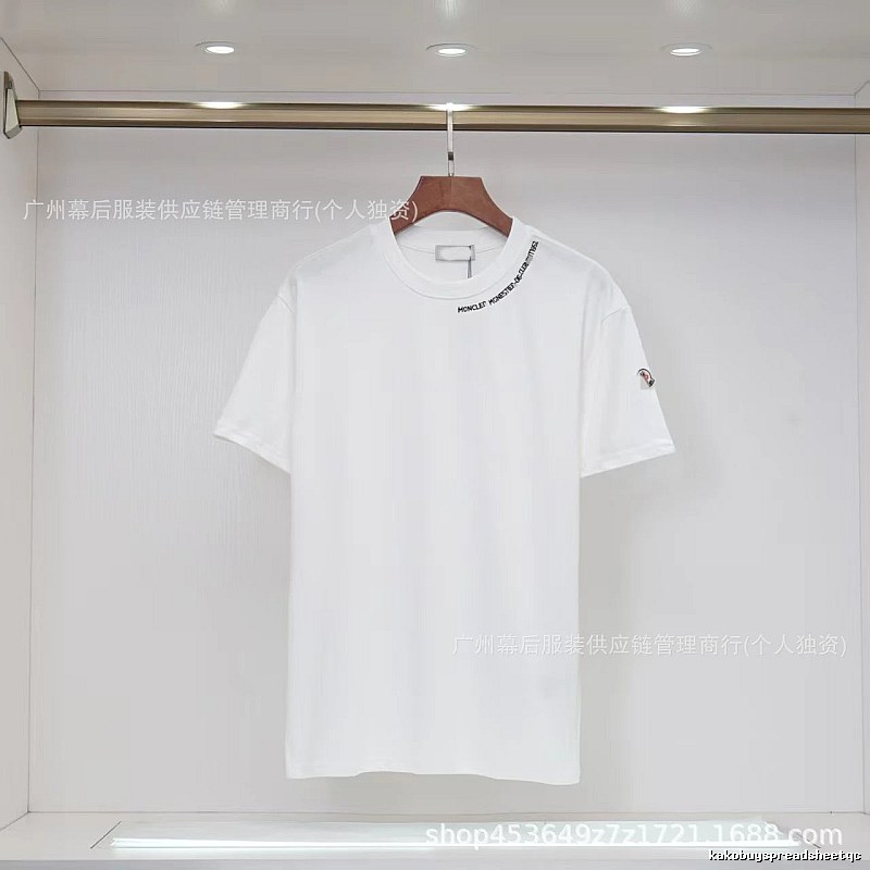 Moncler Embroidered Casual Style White Short-sleeve T-shirt