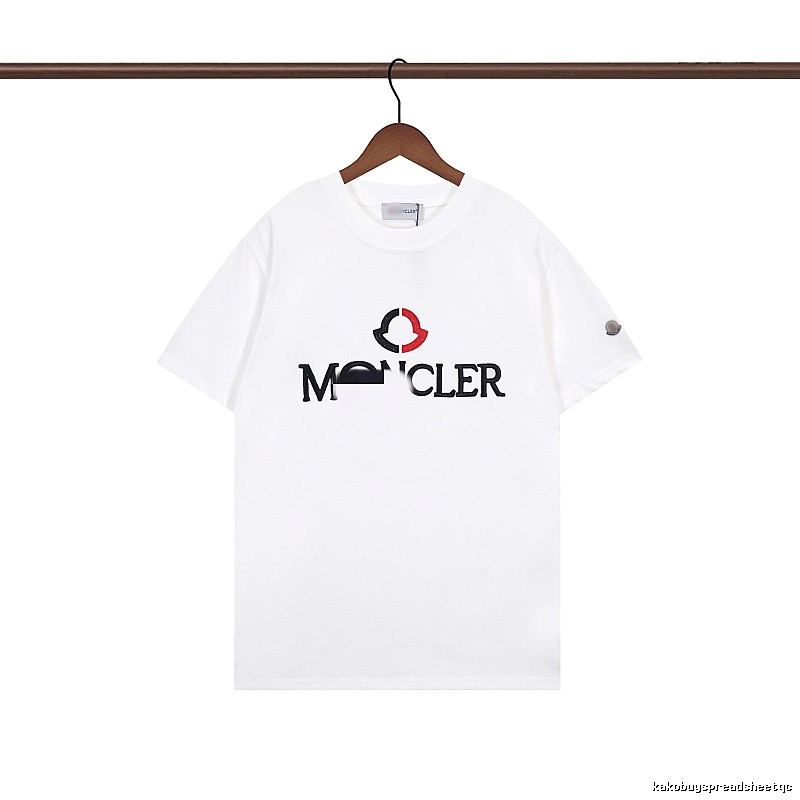 Moncler Embroidered Casual Style White T-Shirt