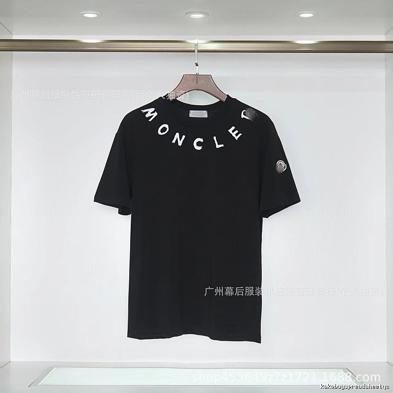 Moncler Letter Print Casual Style Black T-Shirt