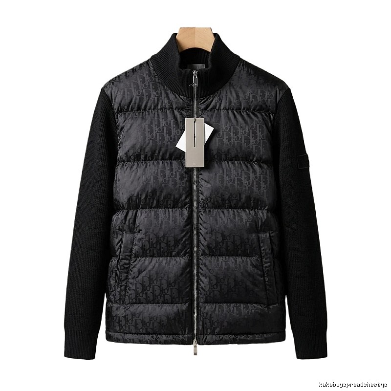 Moncler letter - printed black down jacket
