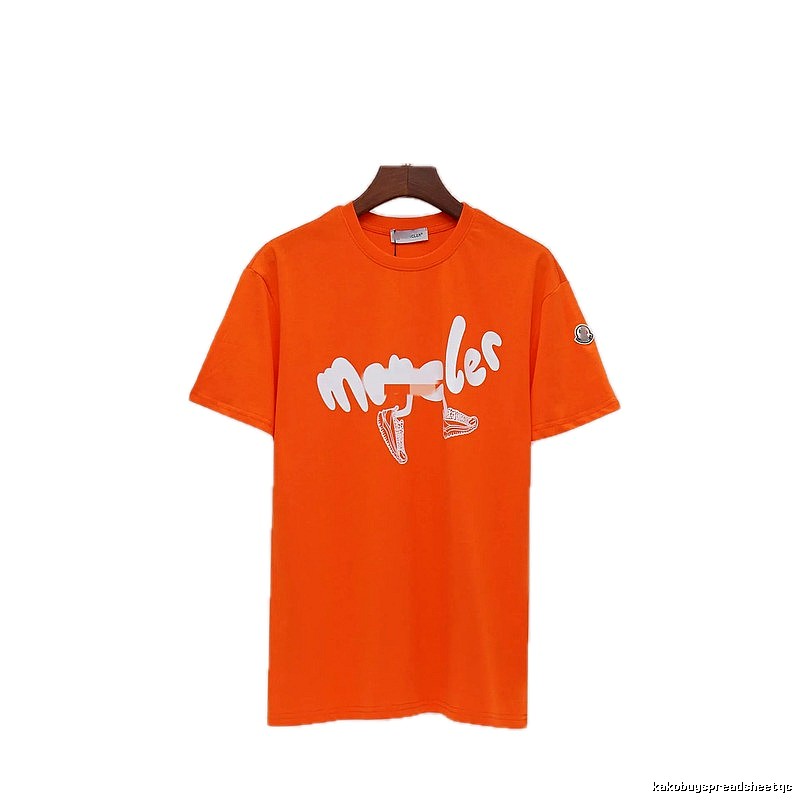 Moncler Printed Casual-style Orange Short-sleeve T-shirt