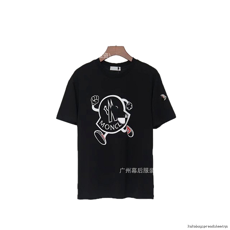 Moncler Trendy Black Cartoon Print Short-sleeved T-shirt