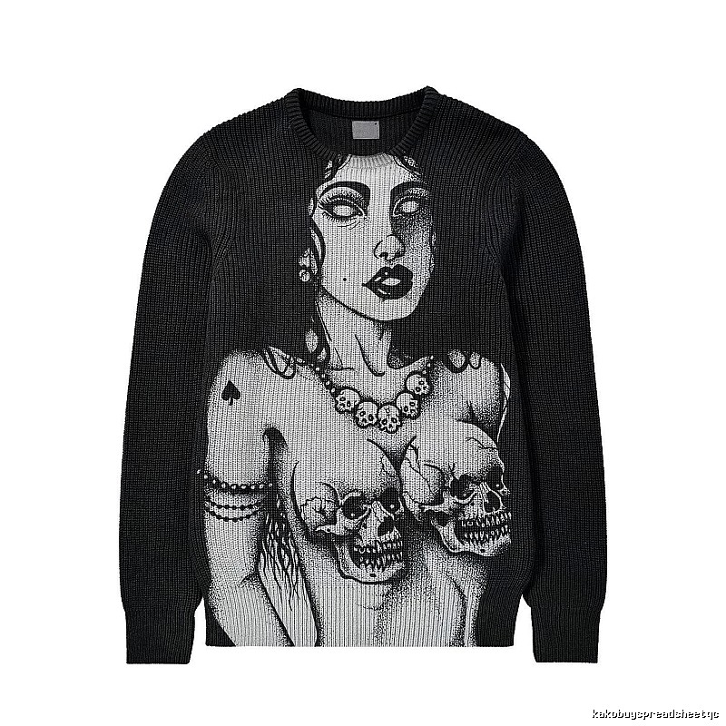 Monogram Anime graphic sweater Black Knit Top for Casual Outfits