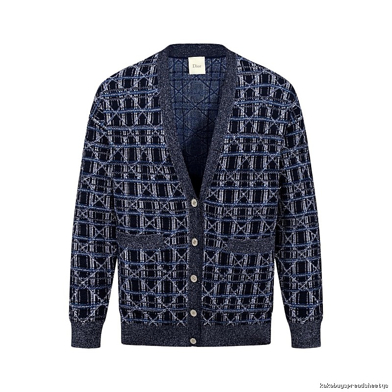 Navy Dior Button-front Cardigan for Layered Winter Looks