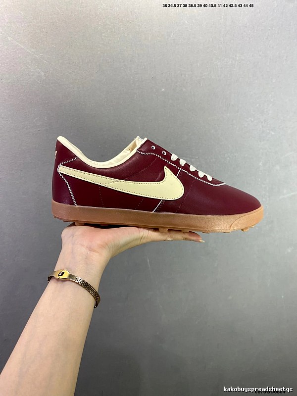 Nike Burgundy and Cream Waffle-Sole Runners Featuring Sculpted Cushioning