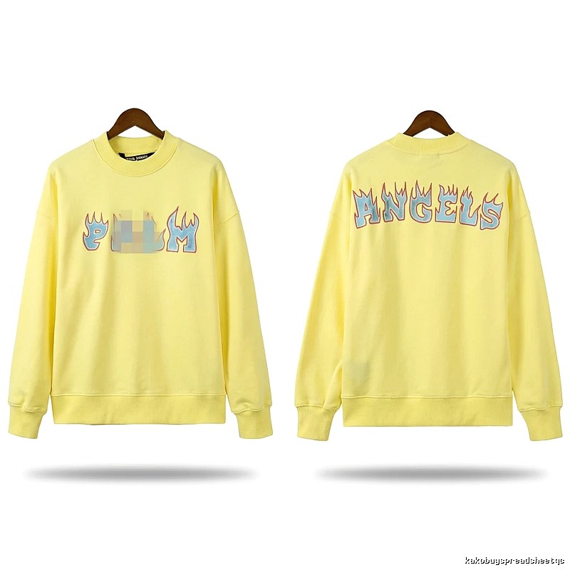 Palm Angels Flame Trendy Brand Yellow Sweatshirt